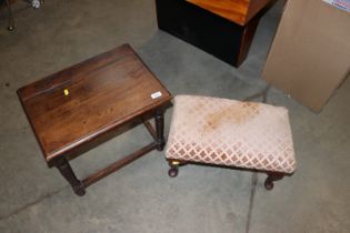 An oak joint stool and a cabriole legged stool