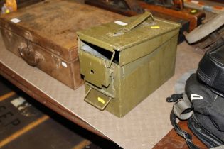 A green metal ammunition box