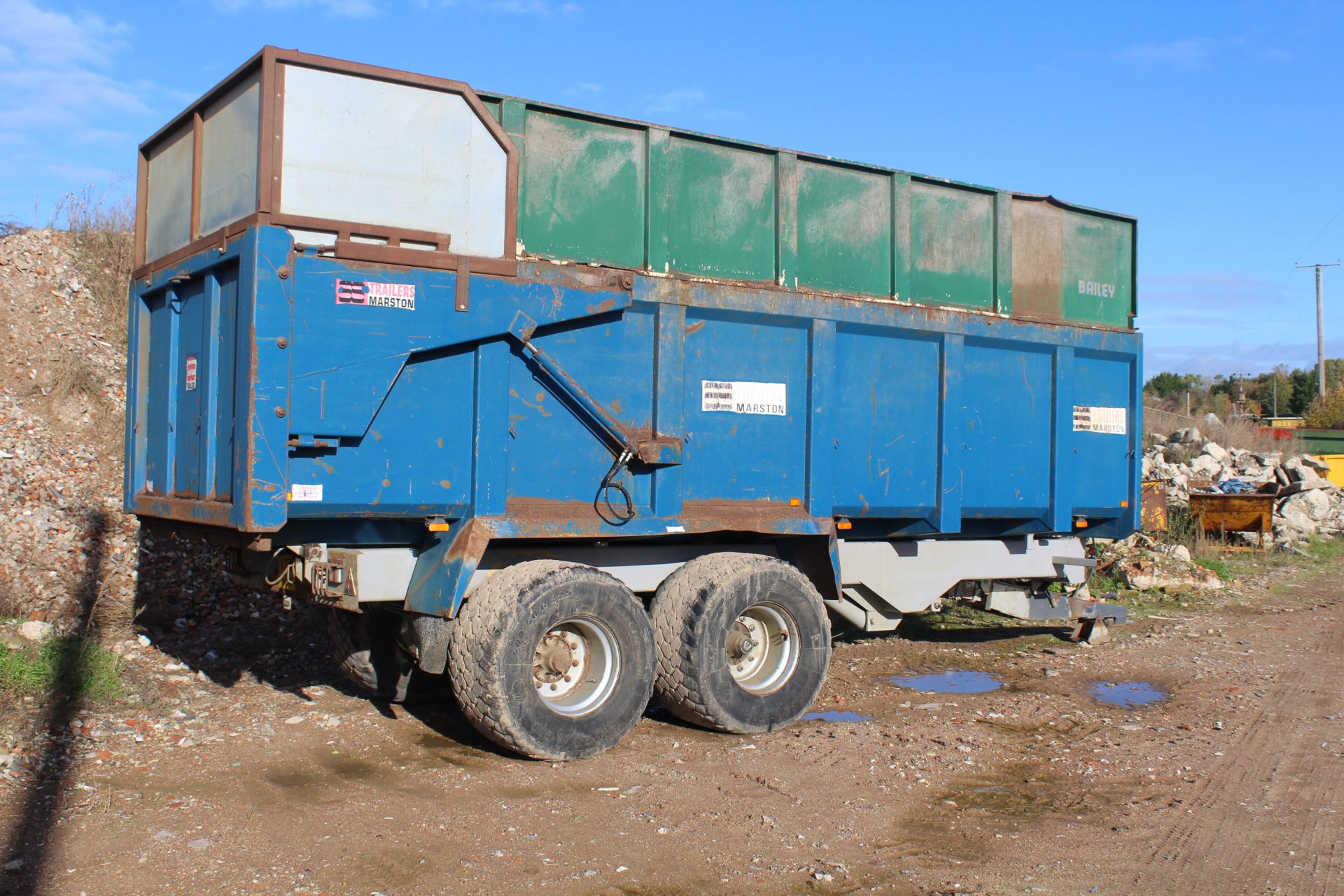 Marston 18T twin axle tipping trailer. 2005. With flotation wheels and tyres, air brakes, - Image 2 of 64
