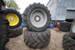 Pair of Michelin XBIB 900/50R42 wheels and tyres. With Massey Ferguson bolt in 8-stud centres.