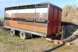 Don-Bur 21ft twin axle ex-drag livestock trailer. 1998. With two deck fully lifting body, air