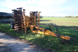 Simba 4.6m hydraulic folding Cultipress. Serial number 99970051. Comprising two rows of rigid leg