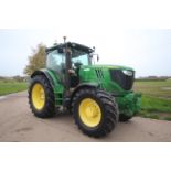 John Deere 6210R 4WD tractor. Registration AU12 CAA. Date of first registration 12/04/2012. Serial