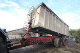 **UPDATED DESCRIPTION** c.18-20T twin axle lorry conversion tipping trailer. With Wilcox former