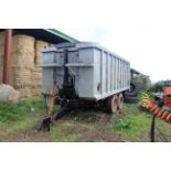 **UPDATED DESCRIPTION** c. 18-20T twin axle lorry conversion tipping trailer. With super singles,