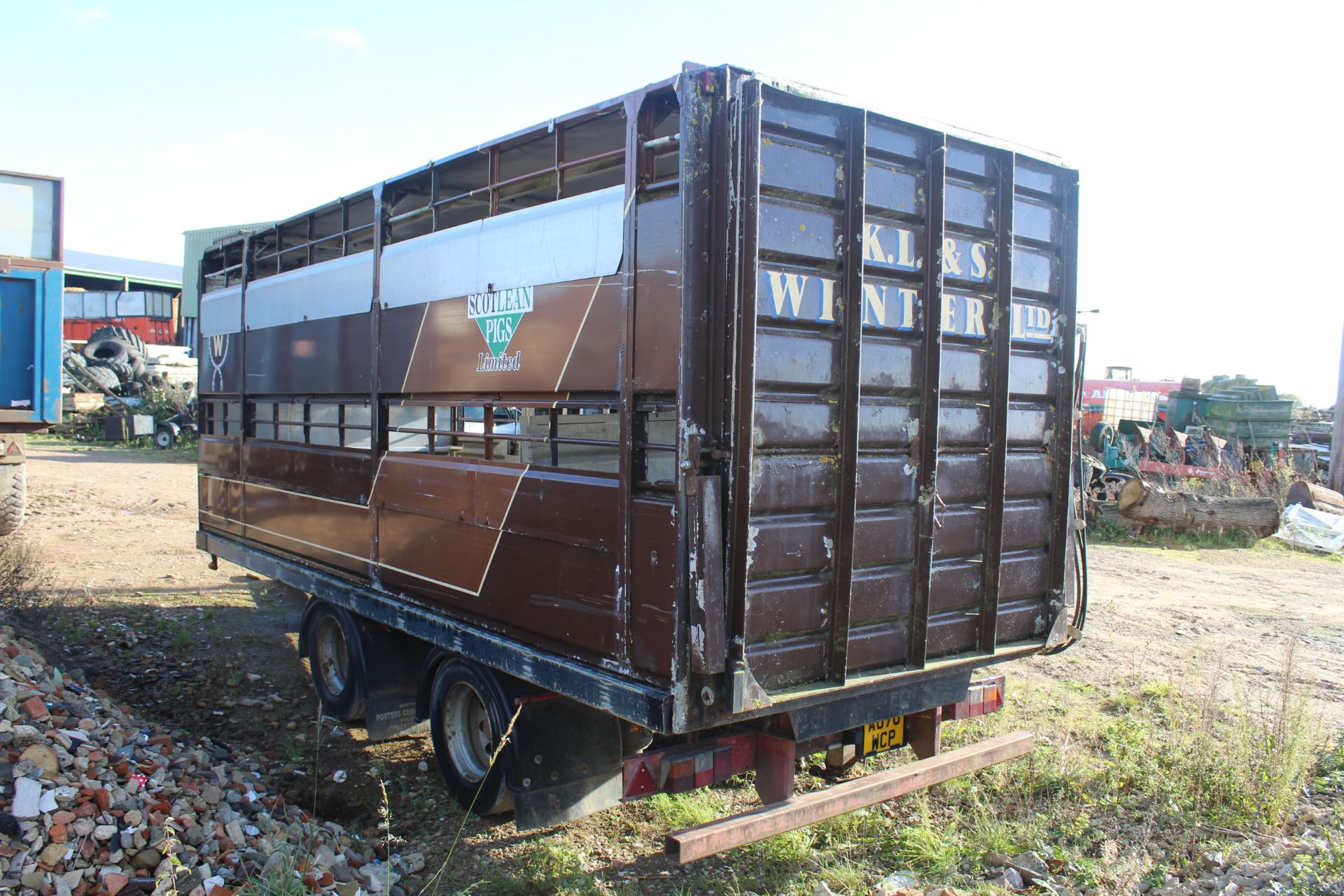 Don-Bur 21ft twin axle ex-drag livestock trailer. 1998. With two deck fully lifting body, air - Image 3 of 93