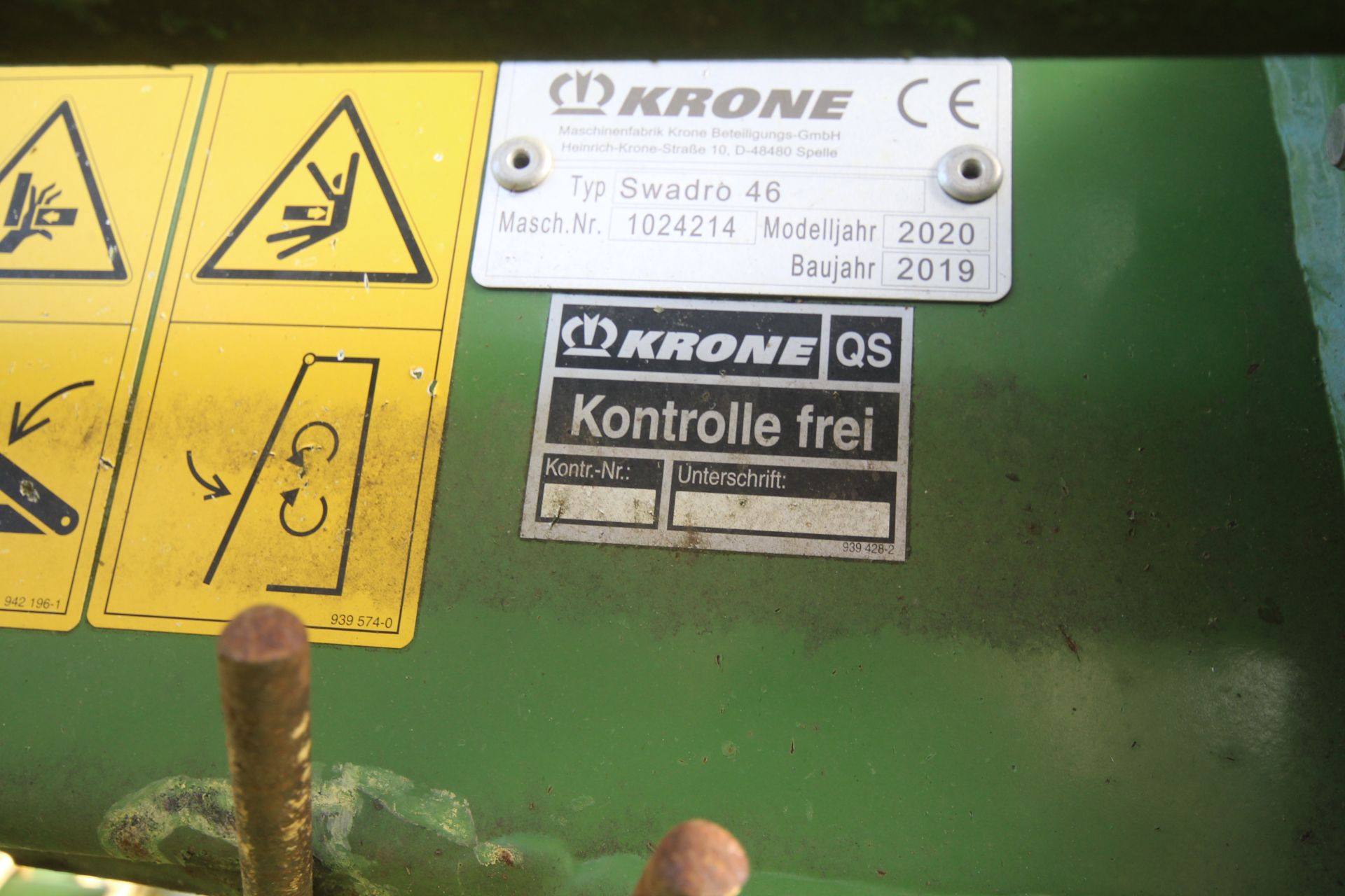 Krone Swadro 46 4.6m single rotor mounted rake. 2019. Owned from new. V - Image 26 of 26