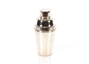 A silver plated cocktail shaker