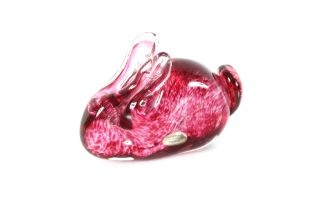 A Wedgwood ruby glass rabbit, 14cm long