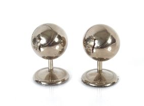 A pair of Art Deco design chrome plated globe shap