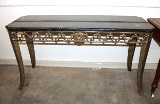 A 20th Century bronzed console table with marble t