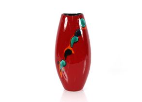A Poole pottery vase of ovoid shape, with red glaz
