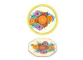 Two Clarice Cliff "Gay Day" pattern tea plates