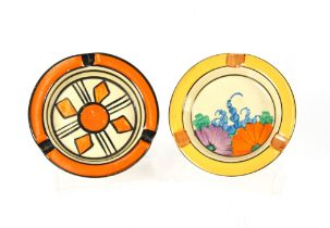 A Clarice Cliff "Gay Day" pattern ash tray; and on