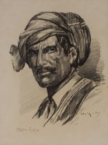 Ghulam Seddig, portrait of an Afghan man signed ch