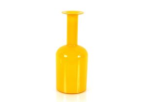 A Holmegaard yellow glass vase, 37.5cm high