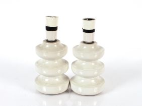 A pair of Doulton Sheerlite white glazed table lam