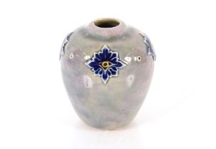 A Doulton pottery posy vase, with raised blue flow