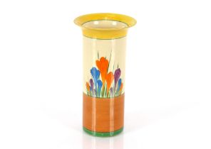 A Clarice Cliff "Crocus" pattern vase, (restored)