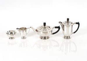 An Art Deco style four piece silver plated tea set