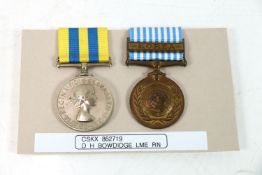 Two Korean medals to CSKX 862719 D.H. Bowdidge Lme