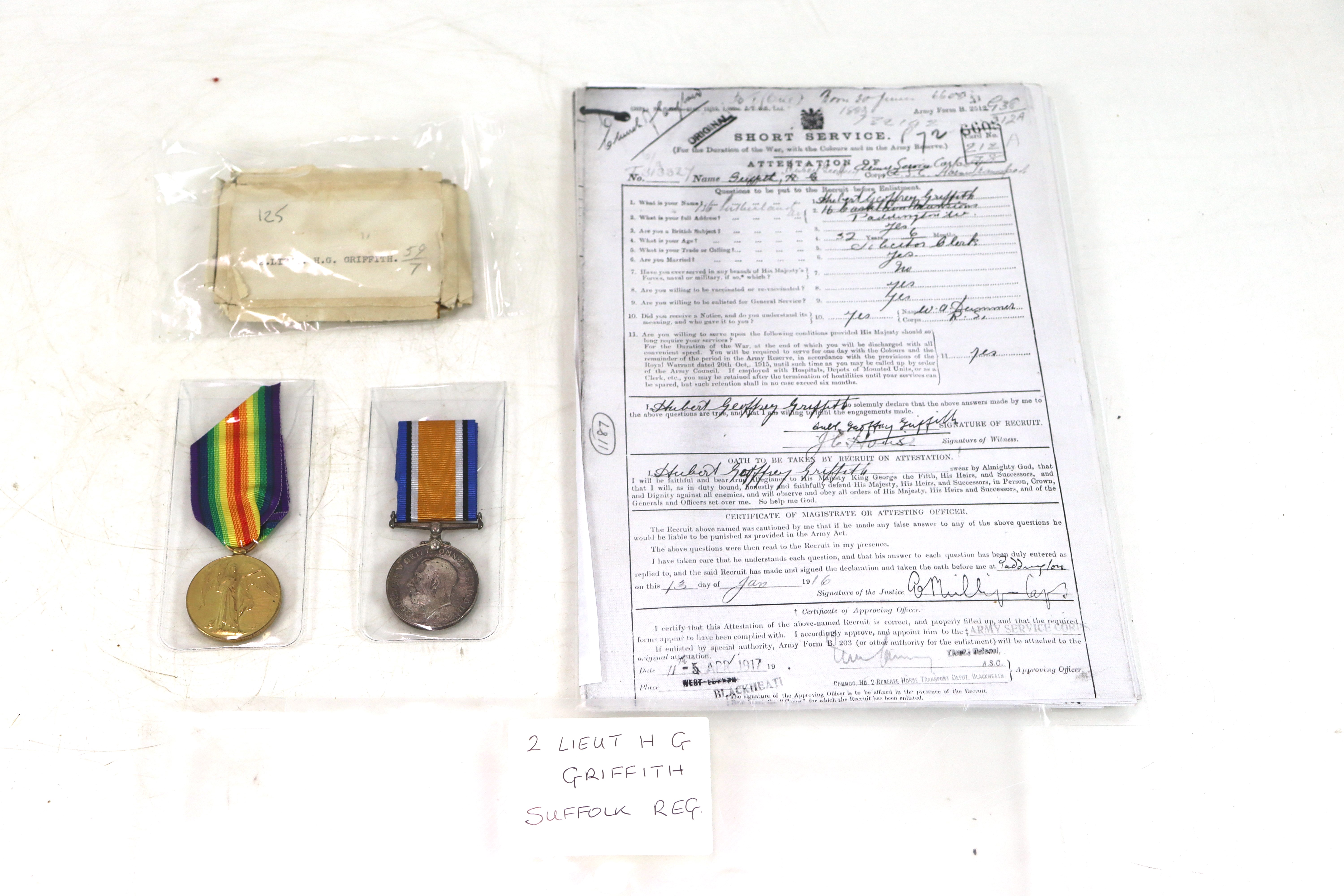 A WWI B.W.M. and Victory medal to 2/ Lieut H.G. Gr