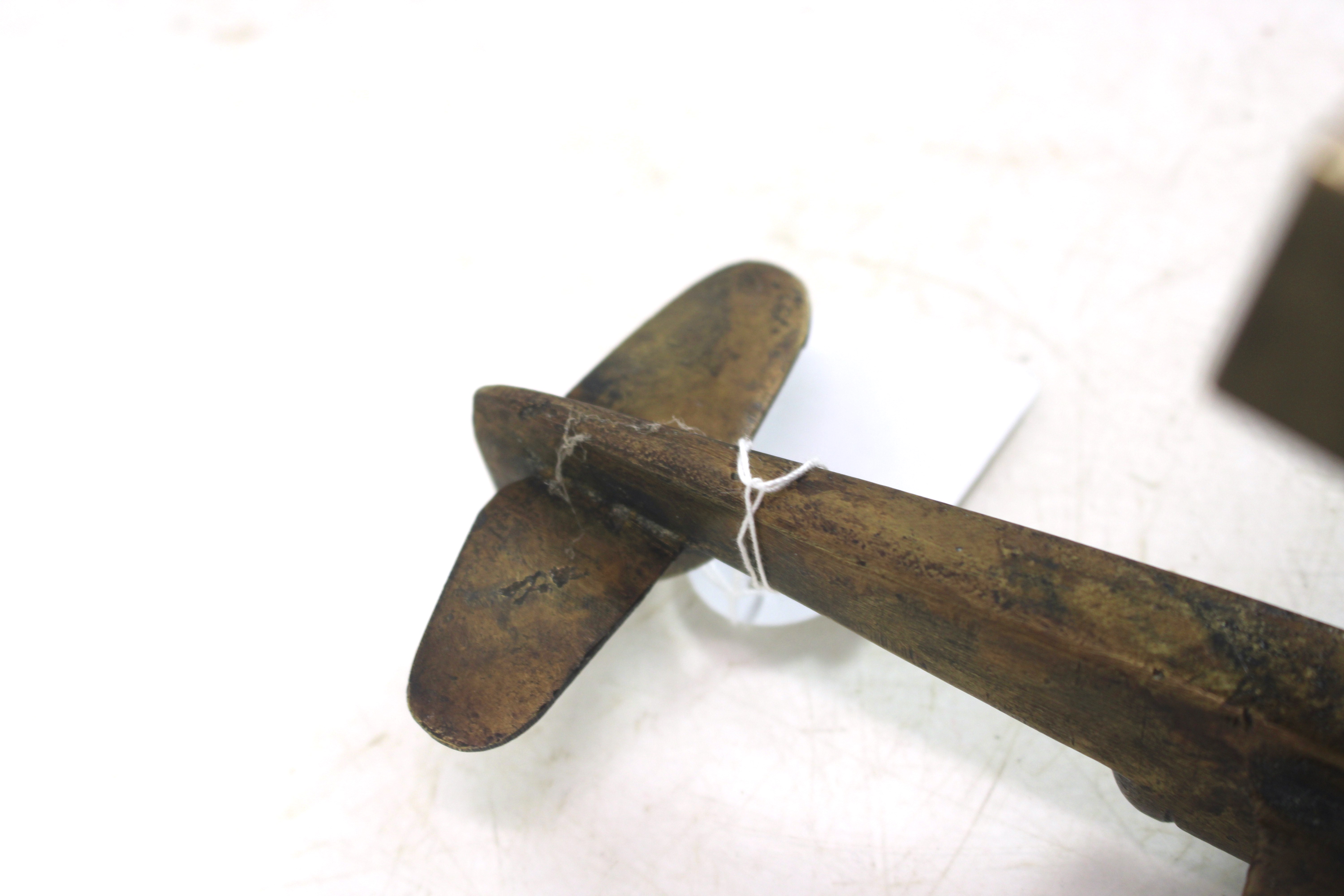 A cast brass Beau fighter model on brass block bas - Image 7 of 8