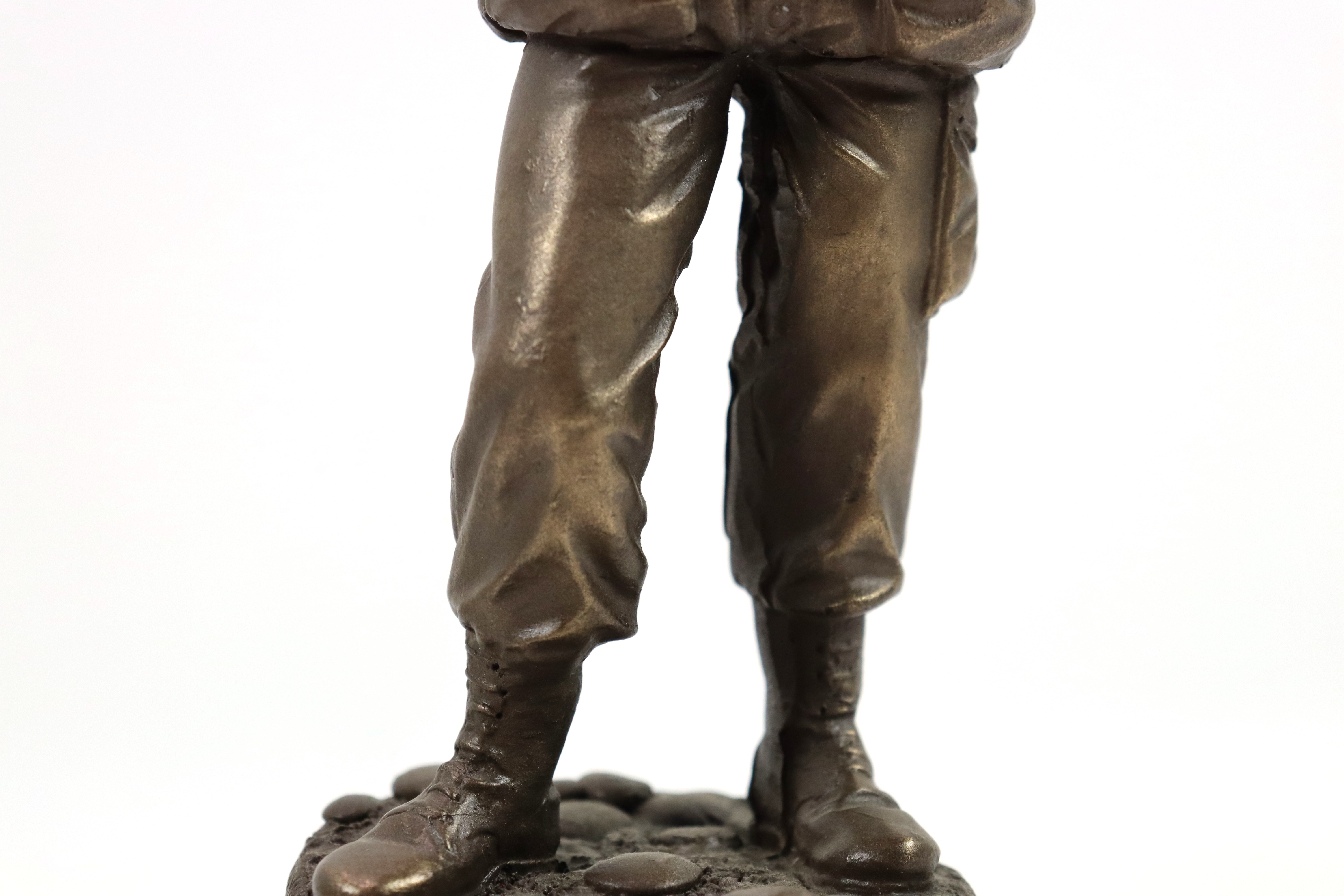 A bronzed resin figure of soldier on plinth with a - Image 4 of 15