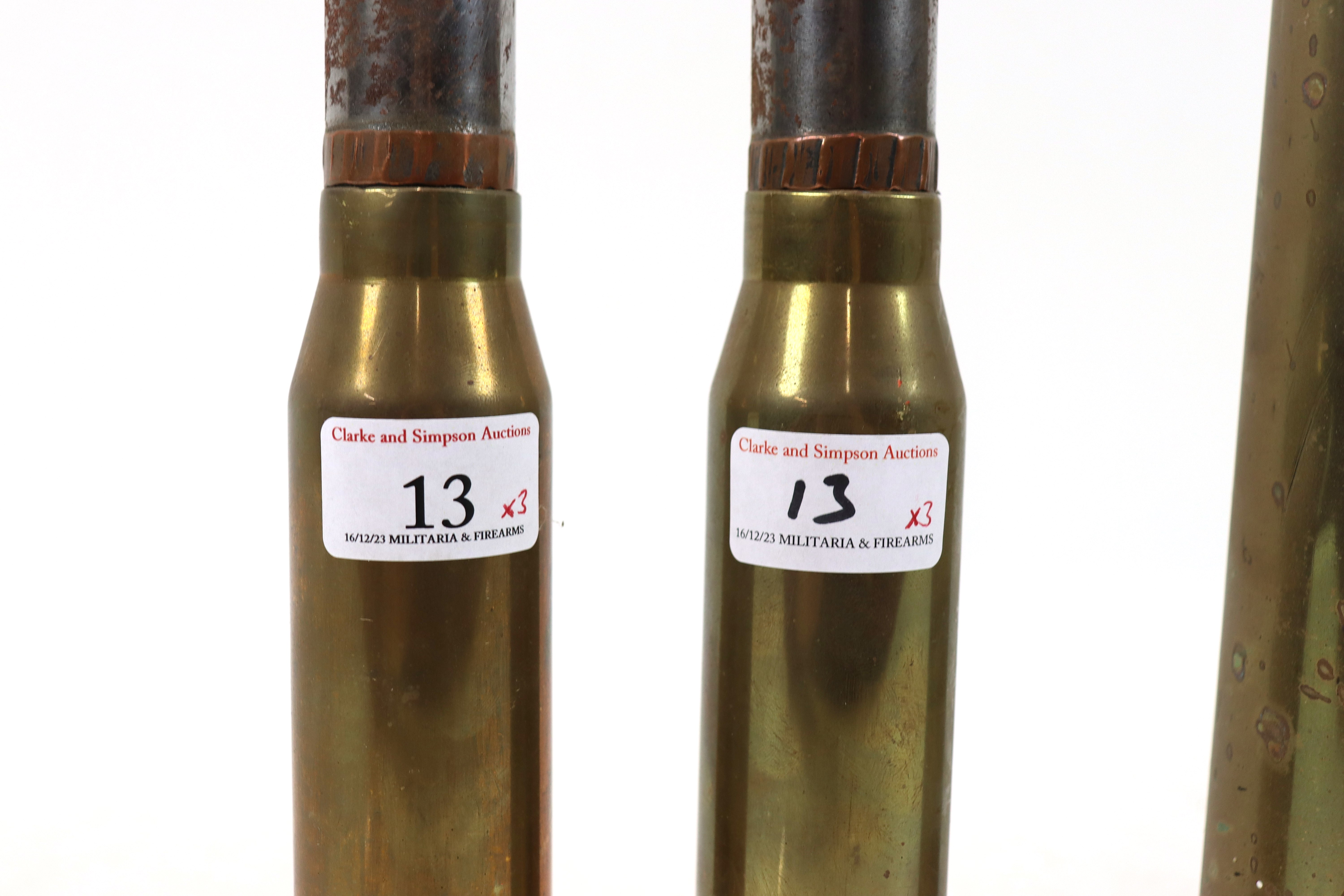 Two 30mm shell cases with heads, and a 40mm Bofers - Image 4 of 18
