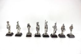 Eight cast metal various military figures, each mo