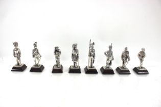 Eight cast metal various military figures, each mo