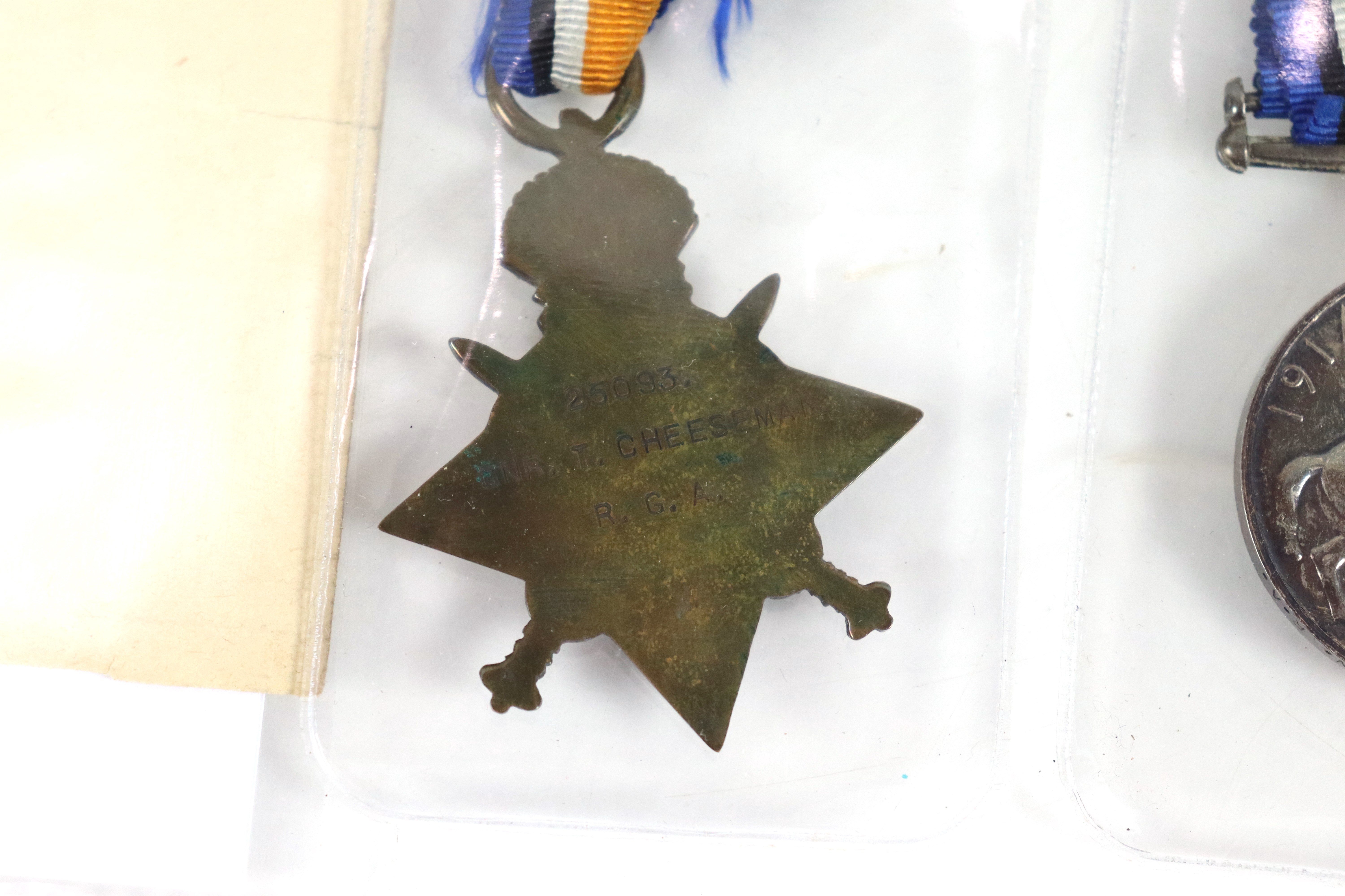 A WWI 1914/15 Star trio to 25093 Gnr-Sjt T. Cheese - Image 11 of 16