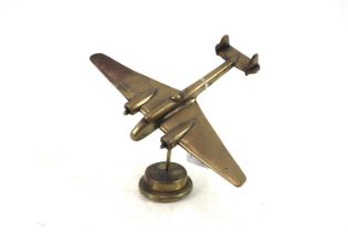 A cast brass model of a Hampden bomber mounted on