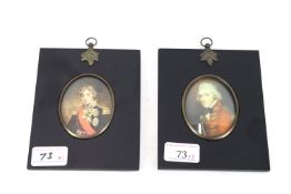Two antique style miniatures of military gentleman