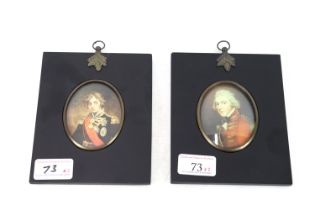 Two antique style miniatures of military gentleman