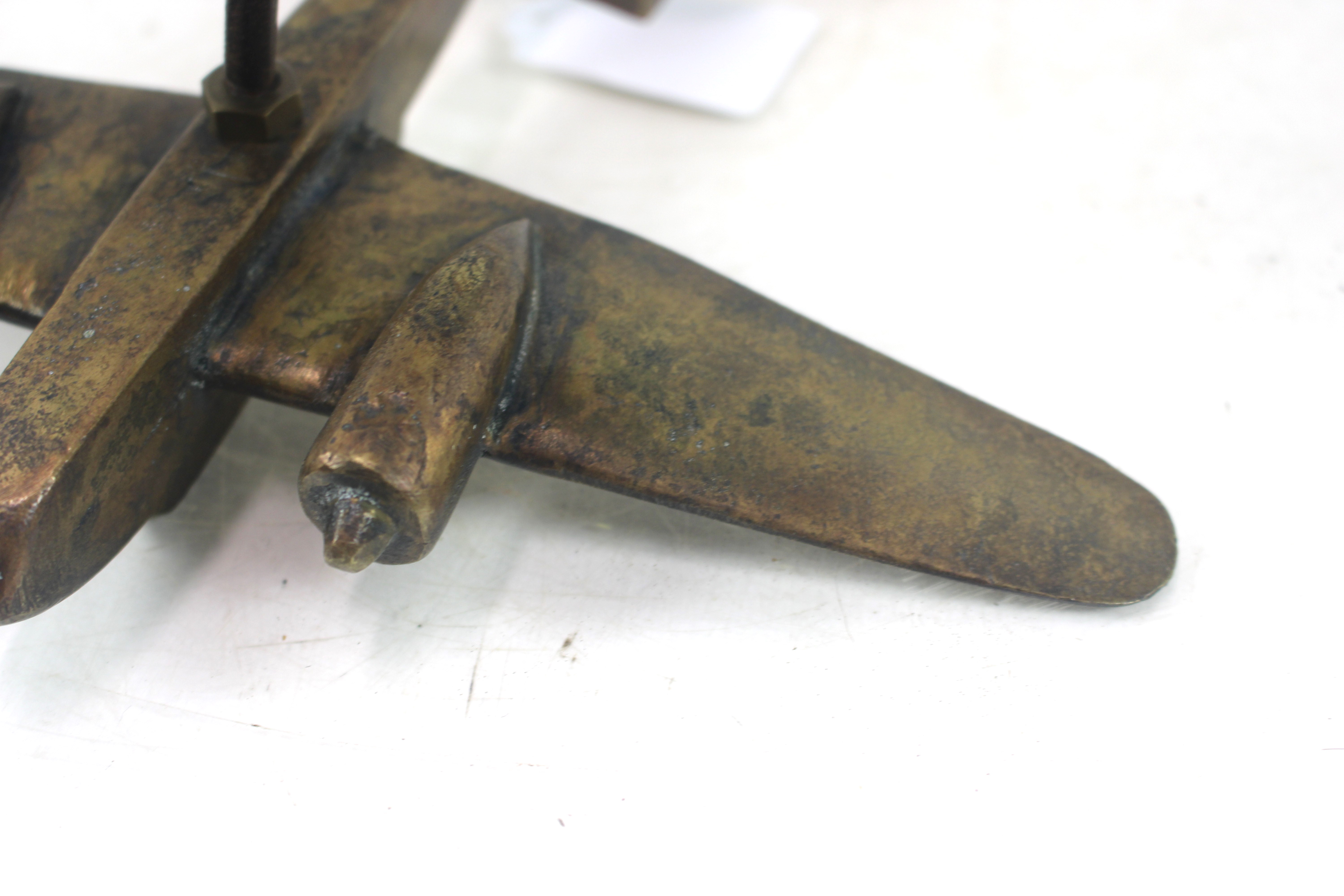 A cast brass Beau fighter model on brass block bas - Image 5 of 8