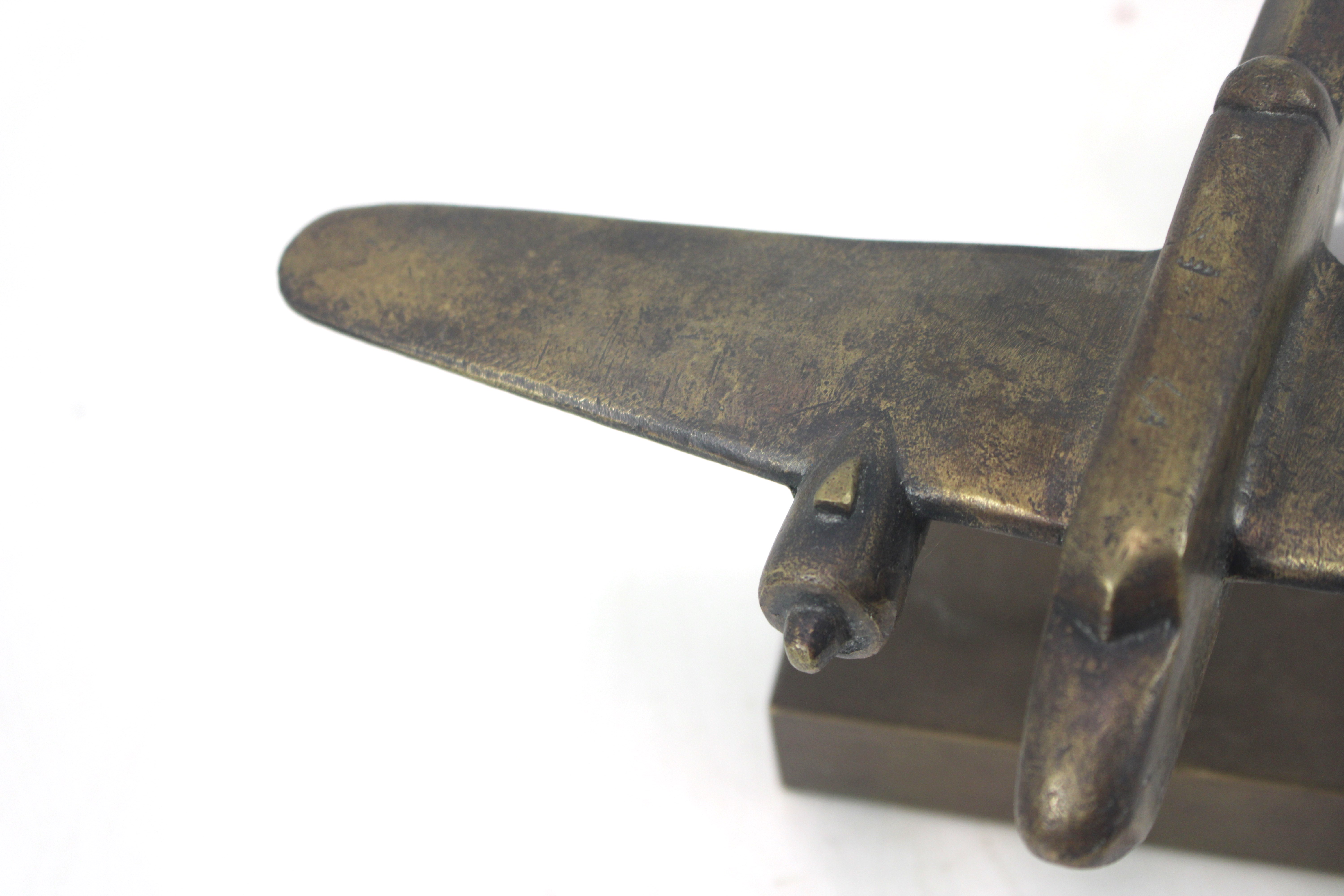 A cast brass Beau fighter model on brass block bas - Image 3 of 8