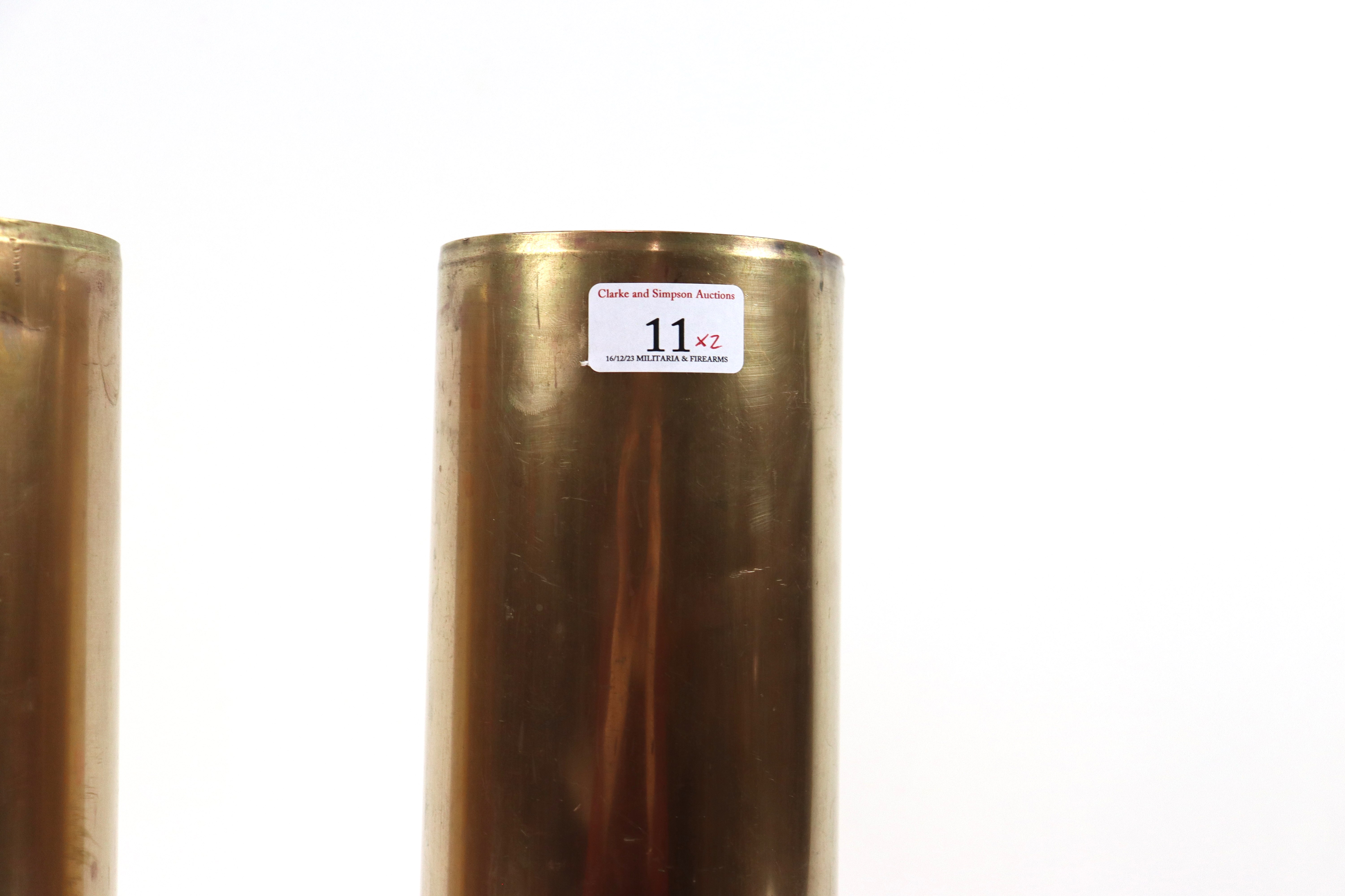 A pair of 105mm M14 shell cases, one with "Free Fr - Image 5 of 15