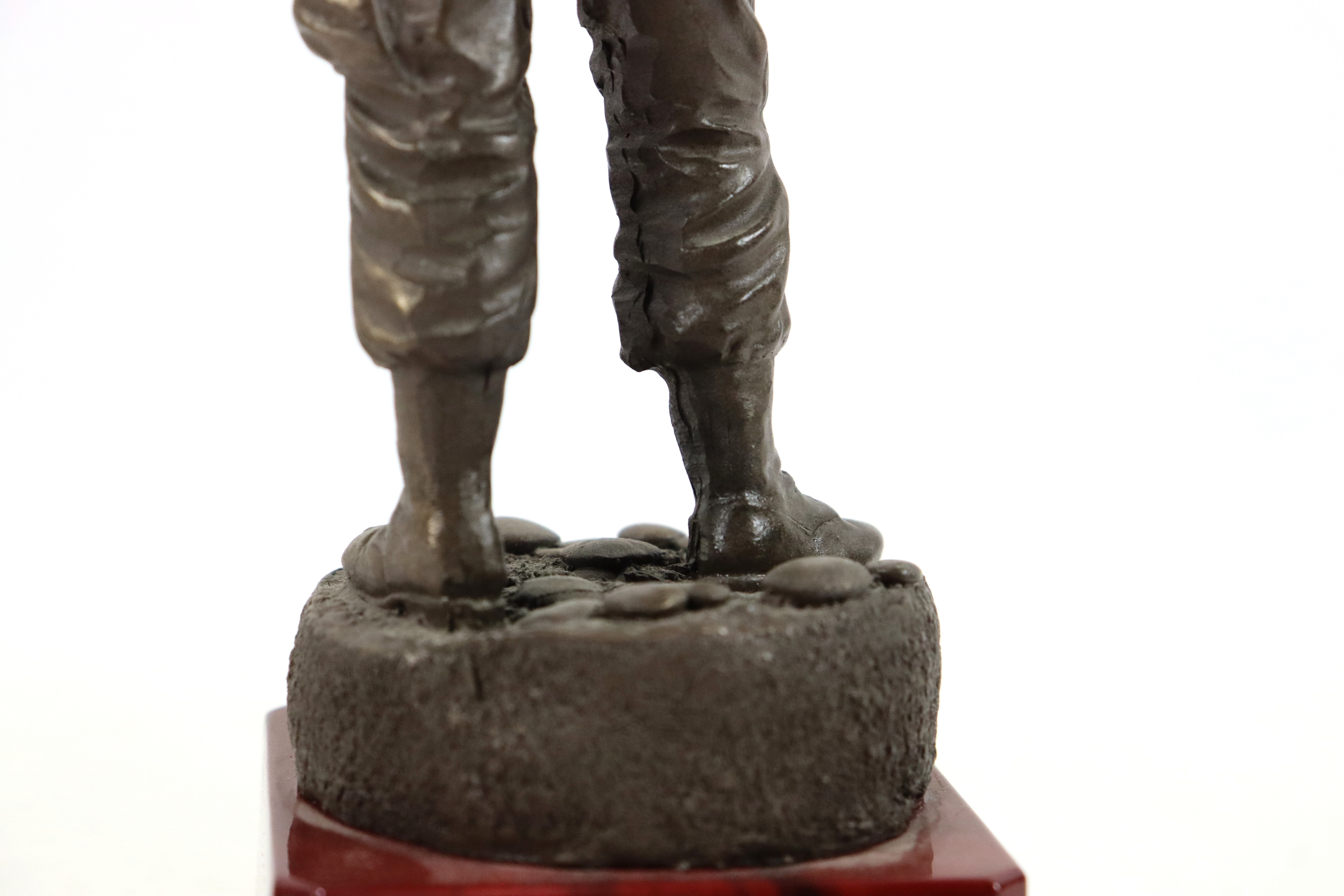 A bronzed resin figure of soldier on plinth with a - Image 12 of 15