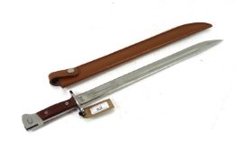 A bayonet with leather scabbard, blade marked AK-4
