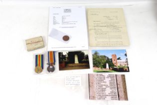 AWWI Casualty B.W.M. and Victory medal to 3822 Pte