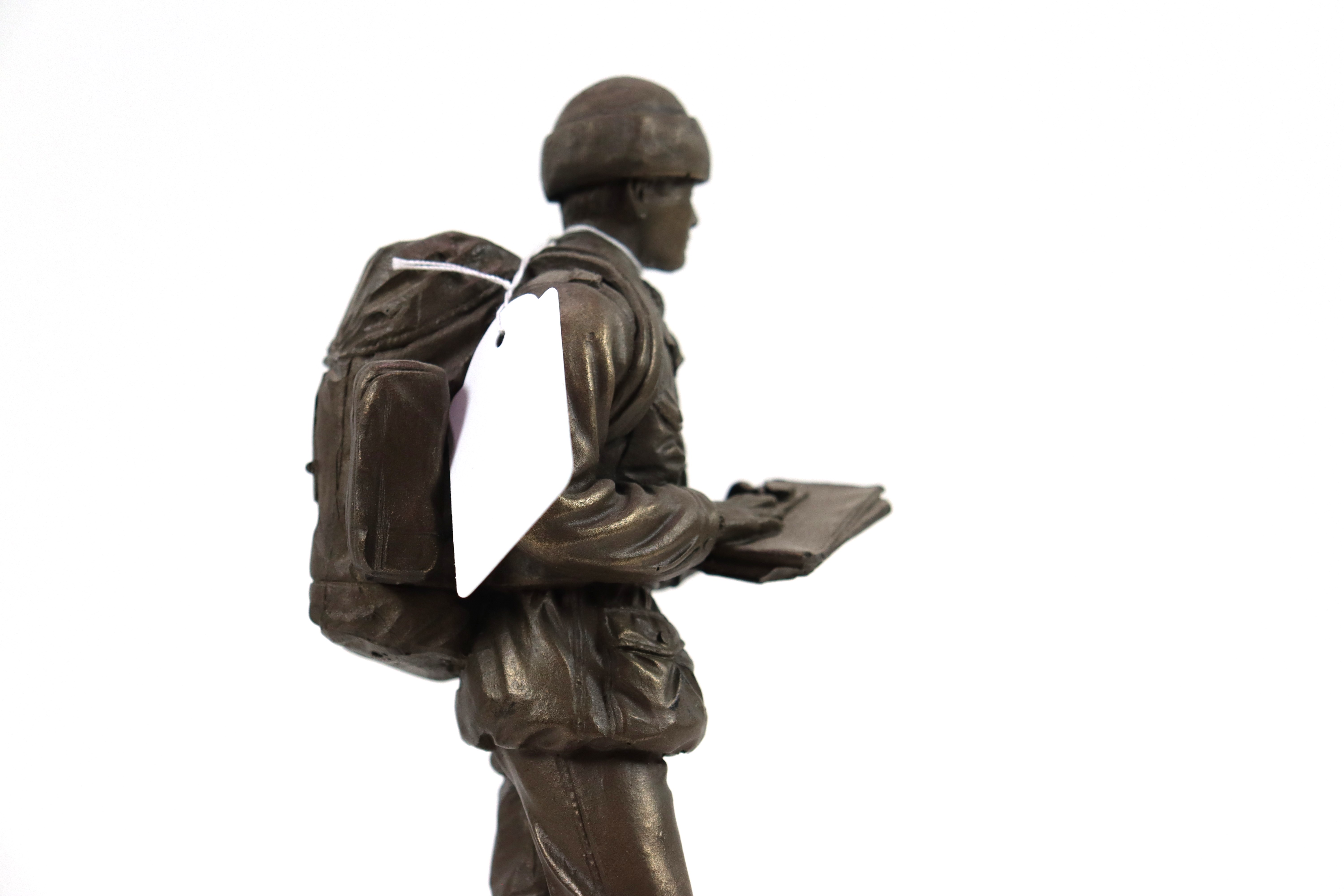 A bronzed resin figure of soldier on plinth with a - Image 15 of 15