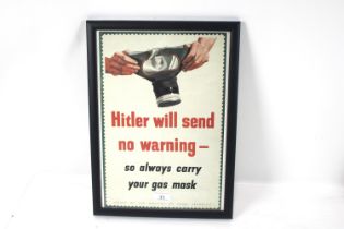 A reprint poster "Hitler Will Send No Warning" fra