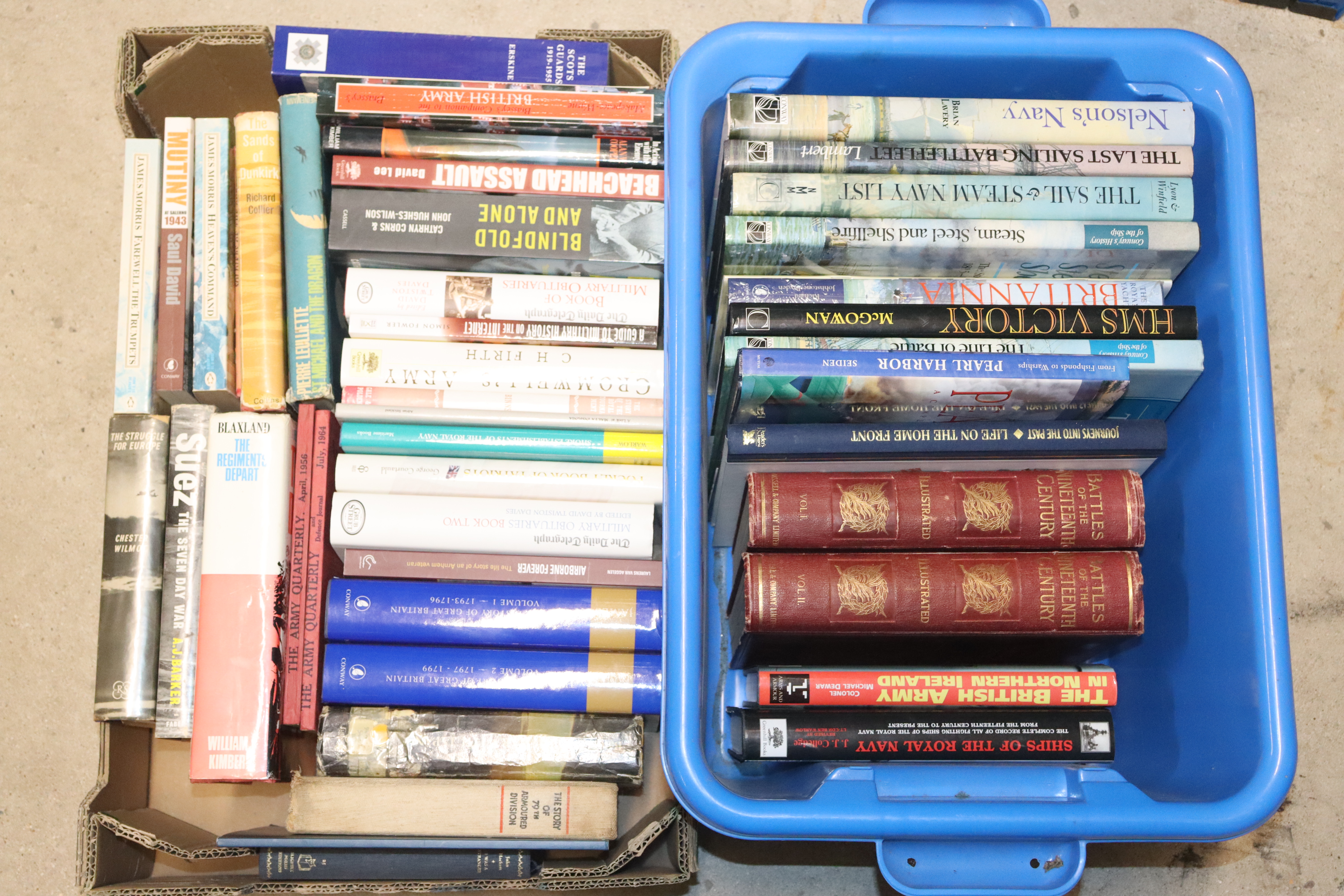 Two boxes of military interest books