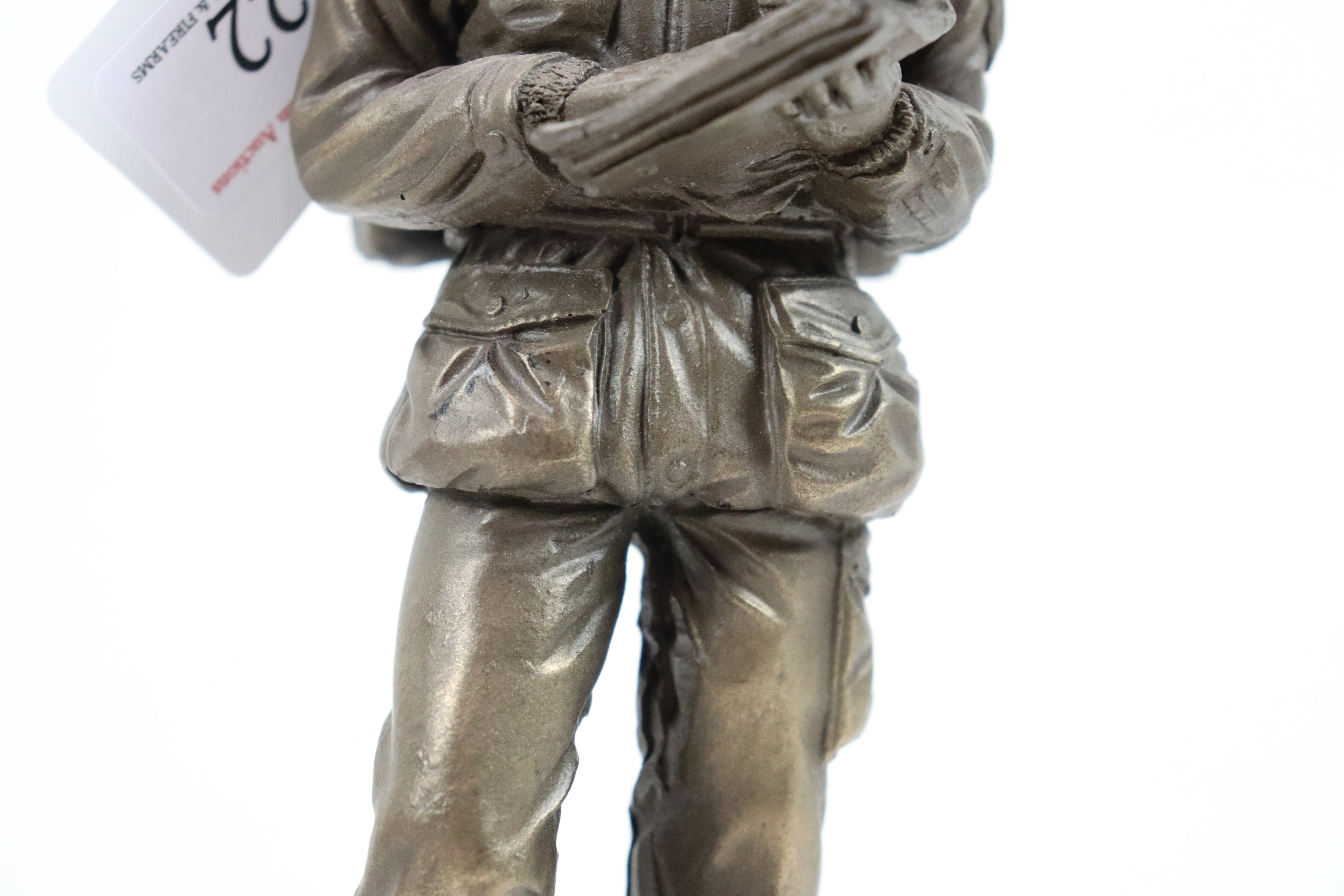 A bronzed resin figure of soldier on plinth with a - Image 5 of 15