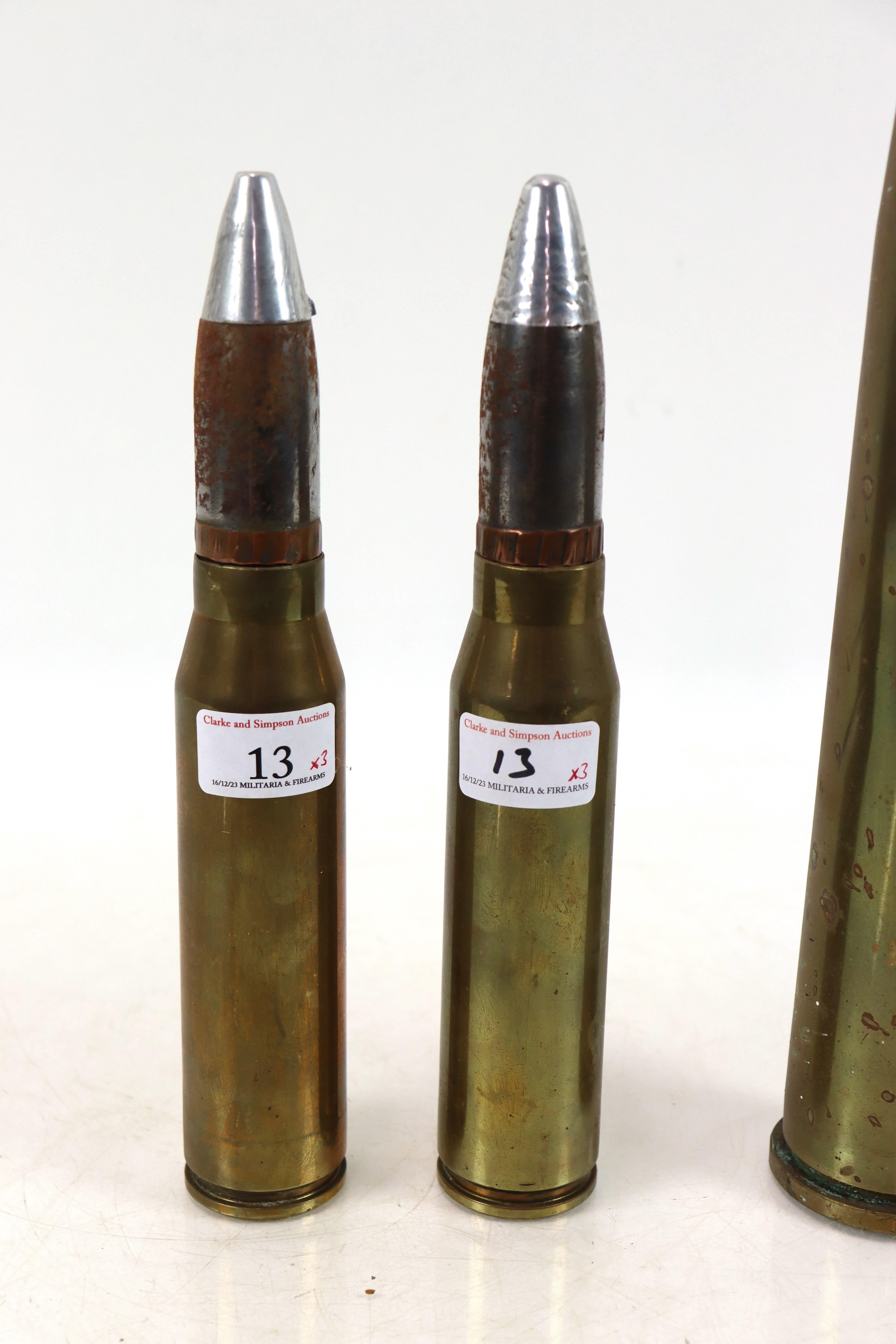 Two 30mm shell cases with heads, and a 40mm Bofers - Image 2 of 18