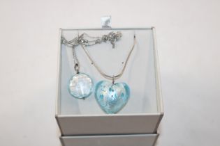 Two Sterling silver and Murano foiled glass neckla