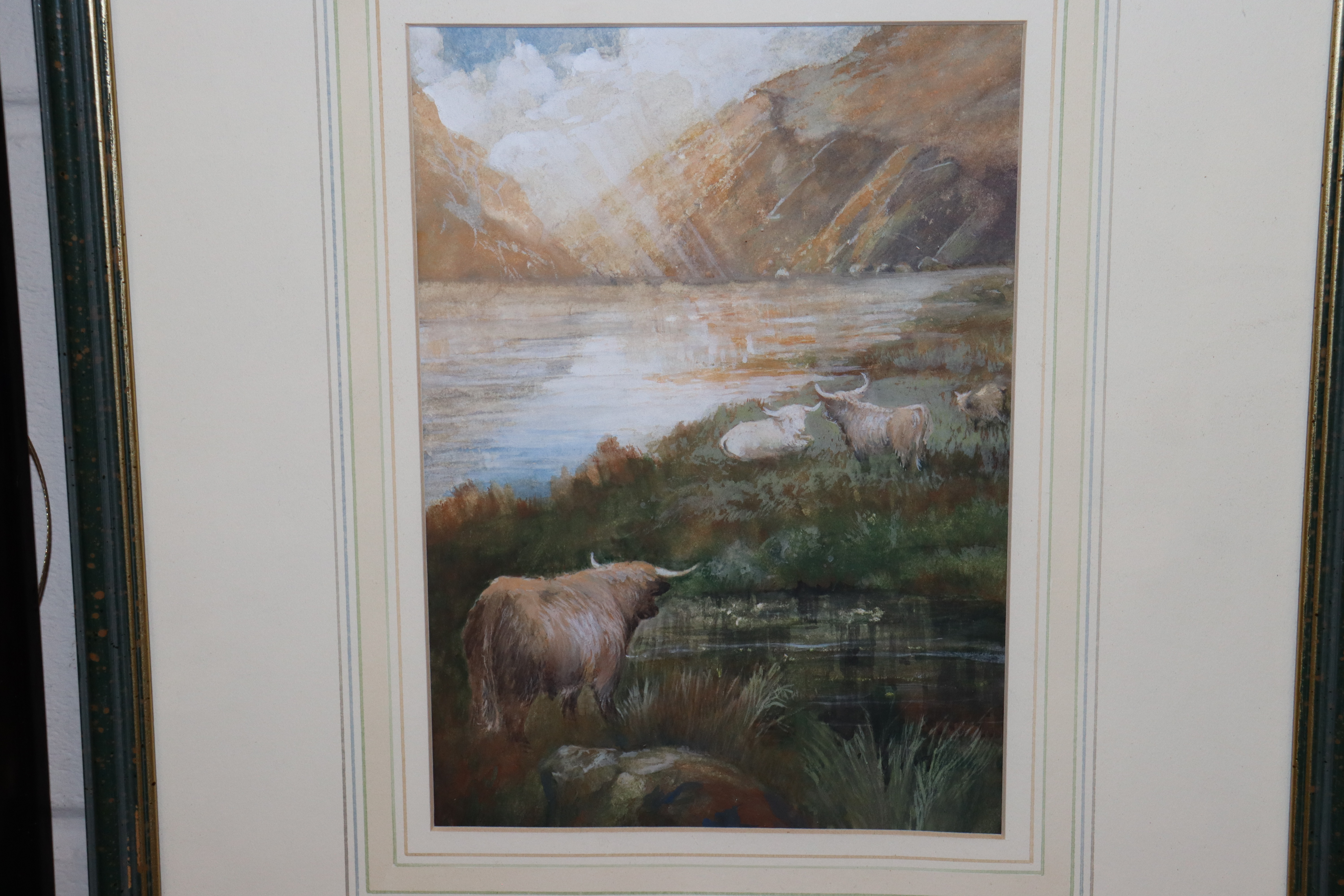 Unsigned watercolour study depicting highland catt - Image 2 of 2