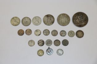 An 1897 crown and various pre-1946 coinage, approx