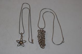 Two Sterling silver necklaces, one set with citrin